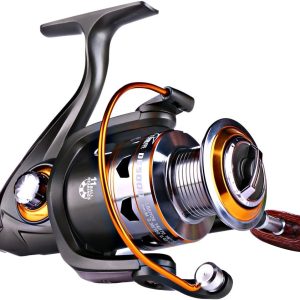 Sougayilang Spinning Fishing Reels with Left/Right Interchangeable Collapsible Wood Handle Powerful Metal Body 5.2:1/5.1:1 Gear Ratio Smooth 11BB for Inshore Boat Rock Freshwater Saltwater Fishing